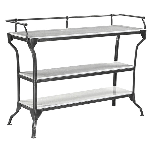 Downey 50" Console Table with White Marble and Black Metal Base