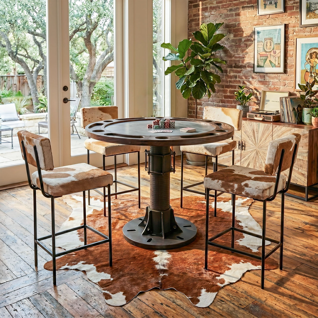 Eiffel 52" Gathering Poker Game Table with White Marble Top