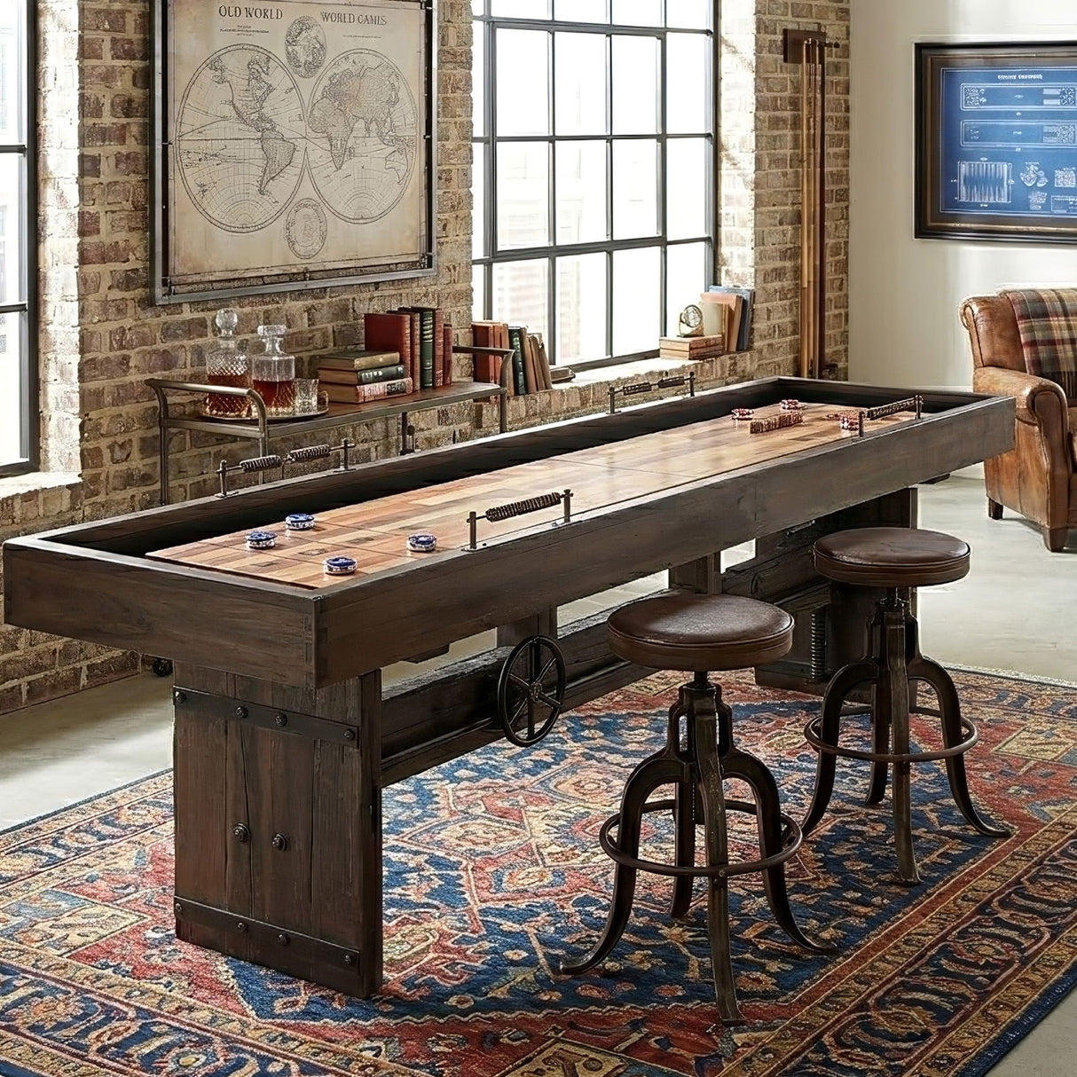 Eiffel 132" Reclaimed Shuffleboard Table with Pucks from Home Trends & Design - Luna Furniture