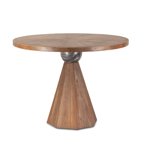 Eiffel 48" Gathering Table in Antique Teakwood and Marble Round from Home Trends & Design - Luna Furniture