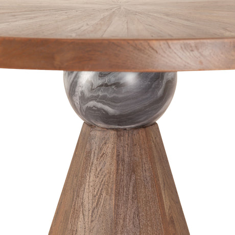Eiffel 48" Gathering Table in Antique Teakwood and Marble Round from Home Trends & Design - Luna Furniture