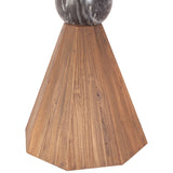 Eiffel 54" Round Dining in Antique Teakwood and Marble Round from Home Trends & Design - Luna Furniture