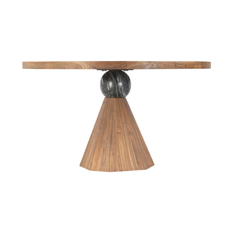 Eiffel 54" Round Dining in Antique Teakwood and Marble Round from Home Trends & Design - Luna Furniture