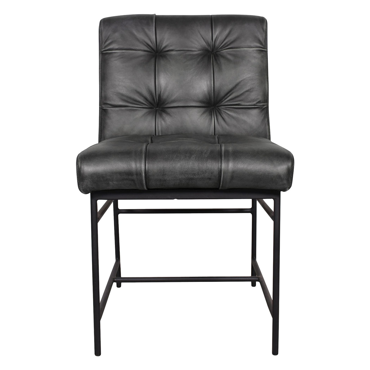 Essex Stockton 19" Dining Chair in Weathered Black Leather, Set of 2 from Home Trends & Design - Luna Furniture