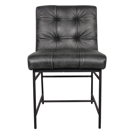 Essex Stockton 19" Dining Chair in Weathered Black Leather, Set of 2 from Home Trends & Design - Luna Furniture