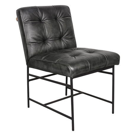 Essex Stockton 19" Dining Chair in Weathered Black Leather, Set of 2 from Home Trends & Design - Luna Furniture