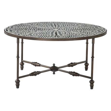 Fleur 40" Coffee Table with Floral Horn Inlay and Iron from Home Trends & Design - Luna Furniture