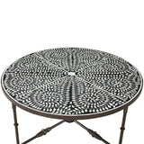 Fleur 40" Coffee Table with Floral Horn Inlay and Iron from Home Trends & Design - Luna Furniture