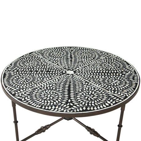 Fleur 40" Coffee Table with Floral Horn Inlay and Iron from Home Trends & Design - Luna Furniture