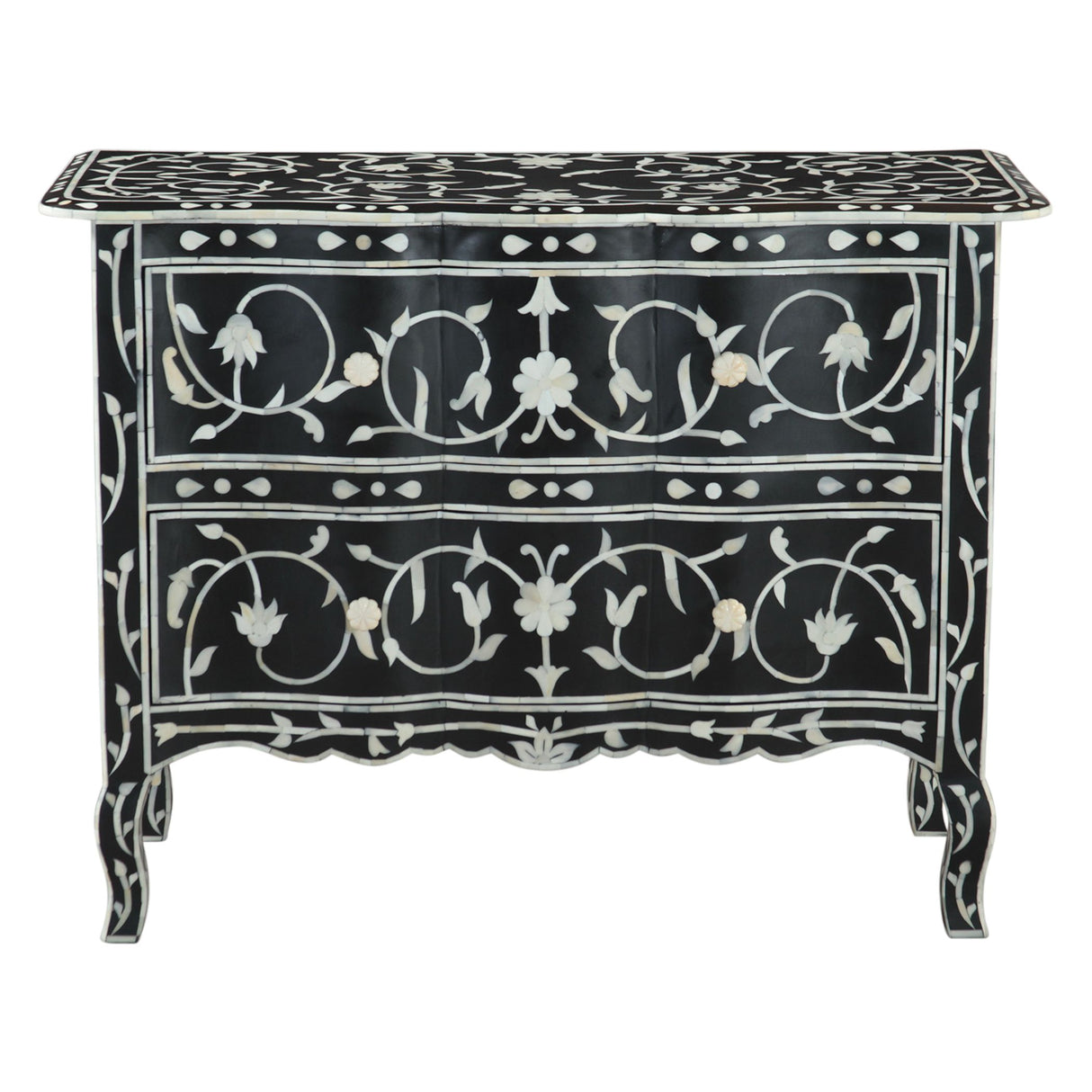 Fleur 42" Two Drawer Chest with Floral Horn Inlay from Home Trends & Design - Luna Furniture