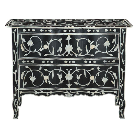 Fleur 42" Two Drawer Chest with Floral Horn Inlay from Home Trends & Design - Luna Furniture