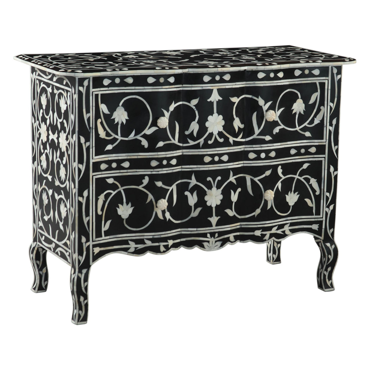 Fleur 42" Two Drawer Chest with Floral Horn Inlay from Home Trends & Design - Luna Furniture