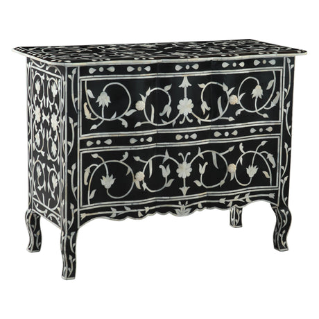 Fleur 42" Two Drawer Chest with Floral Horn Inlay from Home Trends & Design - Luna Furniture