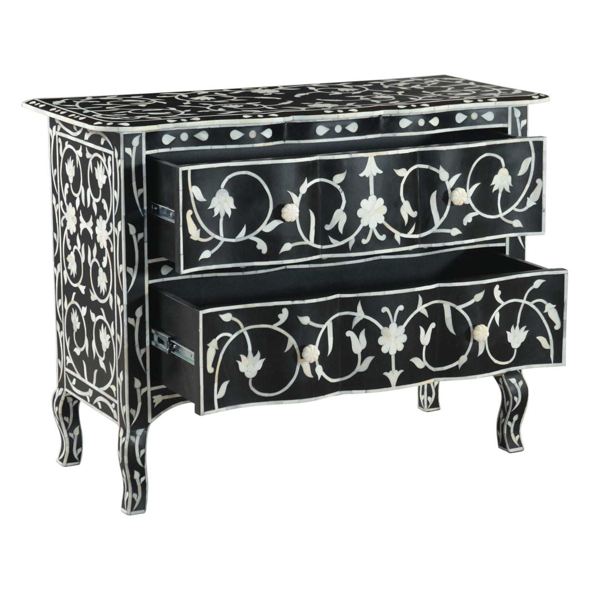 Fleur 42" Two Drawer Chest with Floral Horn Inlay from Home Trends & Design - Luna Furniture