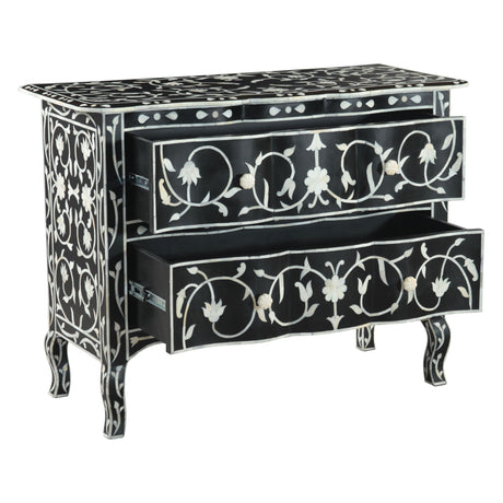 Fleur 42" Two Drawer Chest with Floral Horn Inlay from Home Trends & Design - Luna Furniture