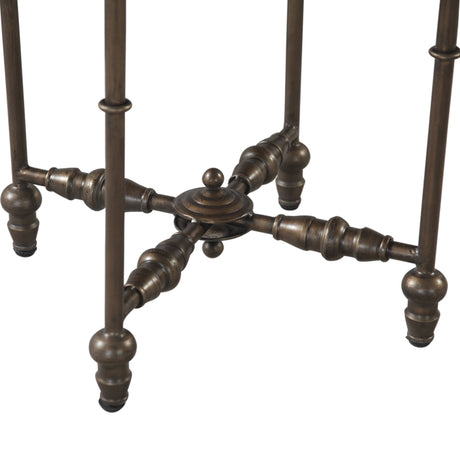 Fleur 20" Side Table with Floral Horn Inlay and Iron from Home Trends & Design - Luna Furniture