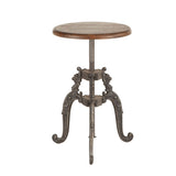 French Vintage 16" Adjustable Stool in Weathered Teak from Home Trends & Design - Luna Furniture