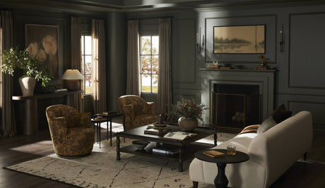 Valen Console Table in Rustic Brown Oak Veneer from Four Hands - Luna Furniture