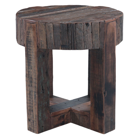 Harbor 24" Side Table with Cross Base in Reclaimed Wood from Home Trends & Design - Luna Furniture