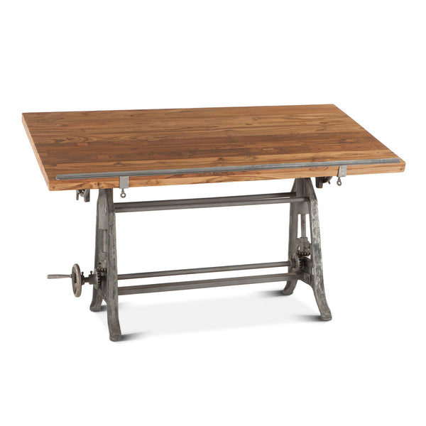 Industrial Loft 62" Adjustable Drafting Desk in Natural