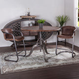 Industrial Loft 48" Adjustable Round Dining Table in Weathered Teak from Home Trends & Design - Luna Furniture