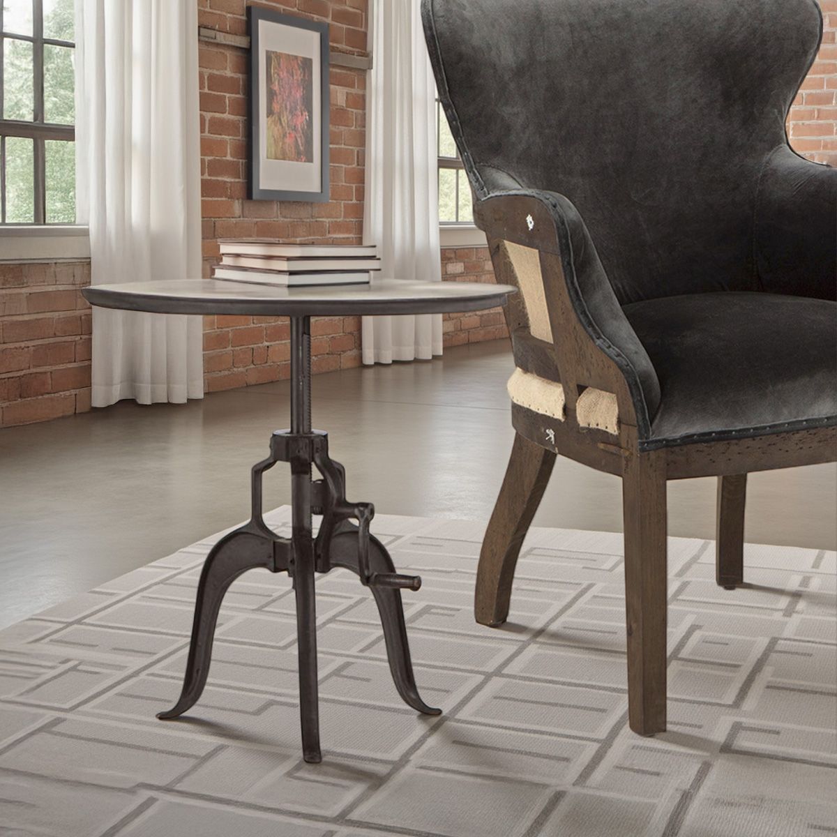 Industrial Loft 24" Adjustable Side Table in Matte Black from Home Trends & Design - Luna Furniture