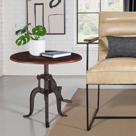 Industrial Loft 24" Adjustable Side Table in Walnut from Home Trends & Design - Luna Furniture