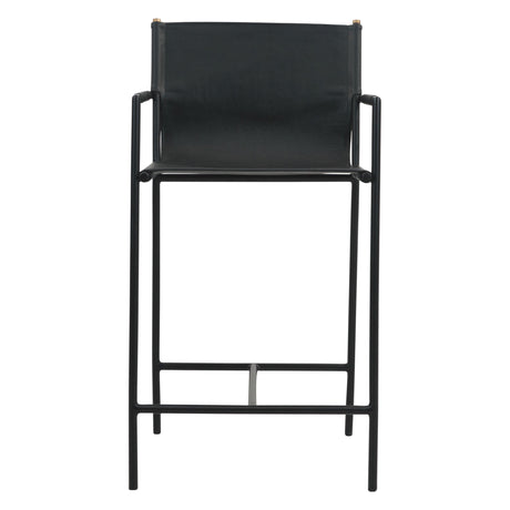 Irvine 20" Counter Armchair in Black Leather and Iron from Home Trends & Design - Luna Furniture
