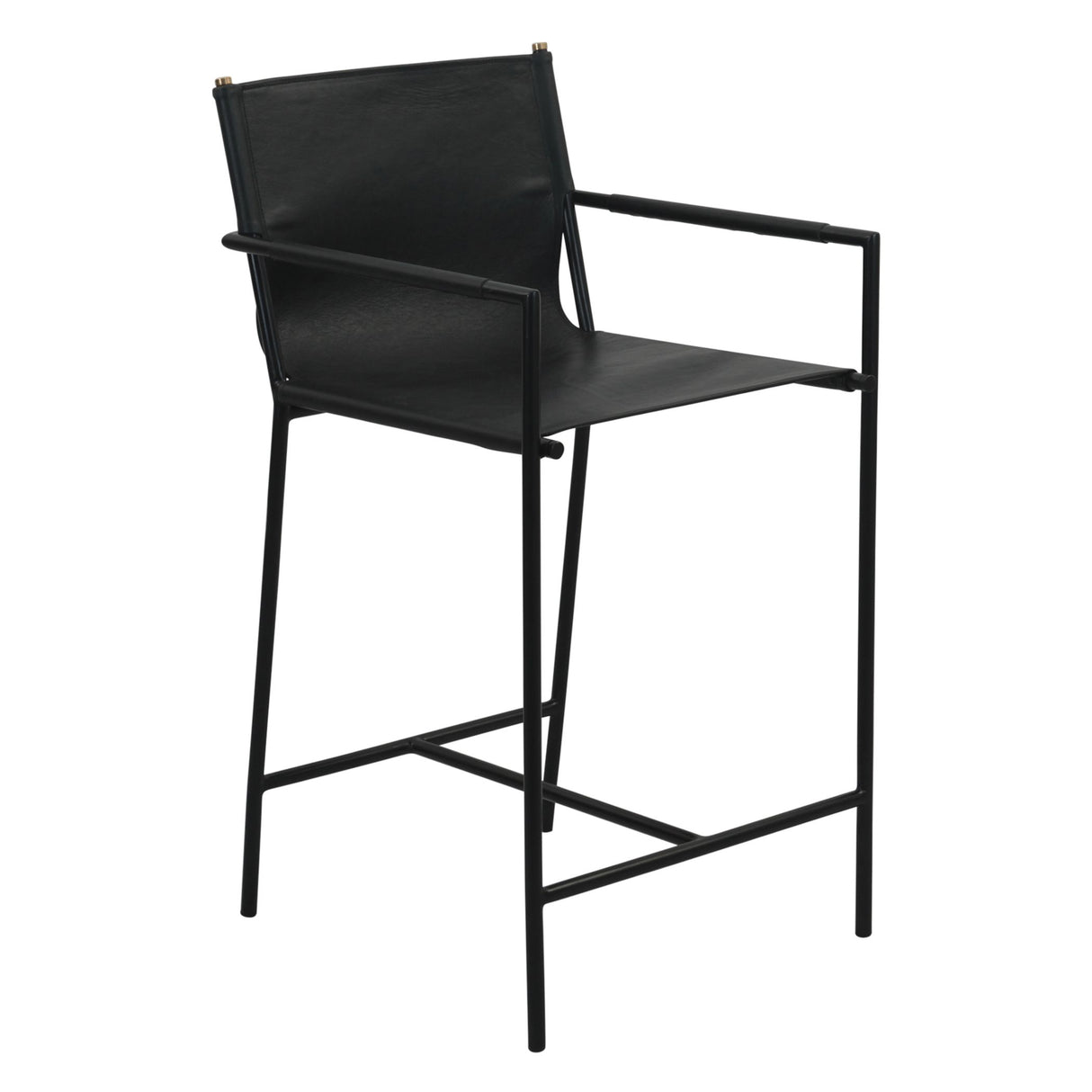 Irvine 20" Counter Armchair in Black Leather and Iron from Home Trends & Design - Luna Furniture