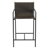 Irvine 20" Counter Armchair in Olive Green Leather and Iron from Home Trends & Design - Luna Furniture