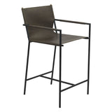 Irvine 20" Counter Armchair in Olive Green Leather and Iron from Home Trends & Design - Luna Furniture