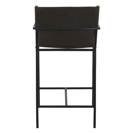 Irvine 20" Counter Armchair in Olive Green Leather and Iron from Home Trends & Design - Luna Furniture
