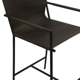 Irvine 20" Counter Armchair in Olive Green Leather and Iron from Home Trends & Design - Luna Furniture