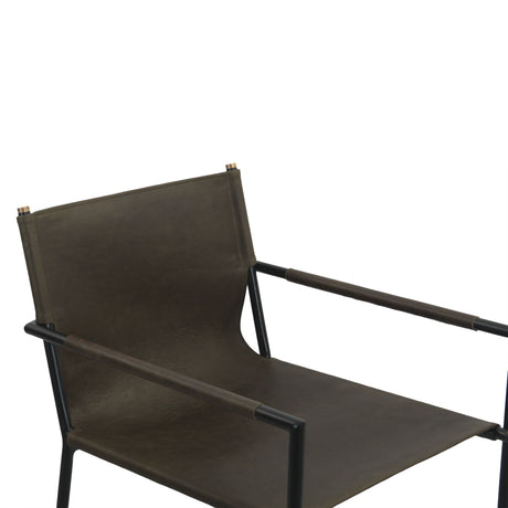 Irvine 20" Counter Armchair in Olive Green Leather and Iron from Home Trends & Design - Luna Furniture