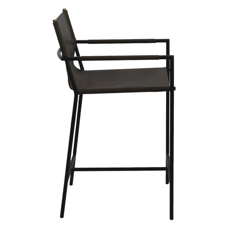 Irvine 20" Counter Armchair in Olive Green Leather and Iron from Home Trends & Design - Luna Furniture