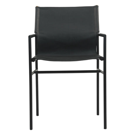 Irvine 20" Dining Armchair in Black Leather and Iron from Home Trends & Design - Luna Furniture
