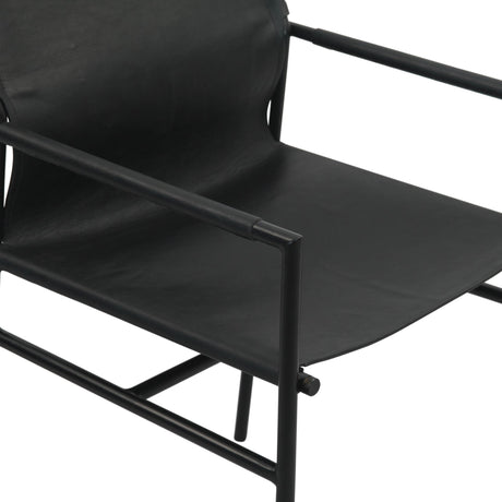 Irvine 20" Dining Armchair in Black Leather and Iron from Home Trends & Design - Luna Furniture