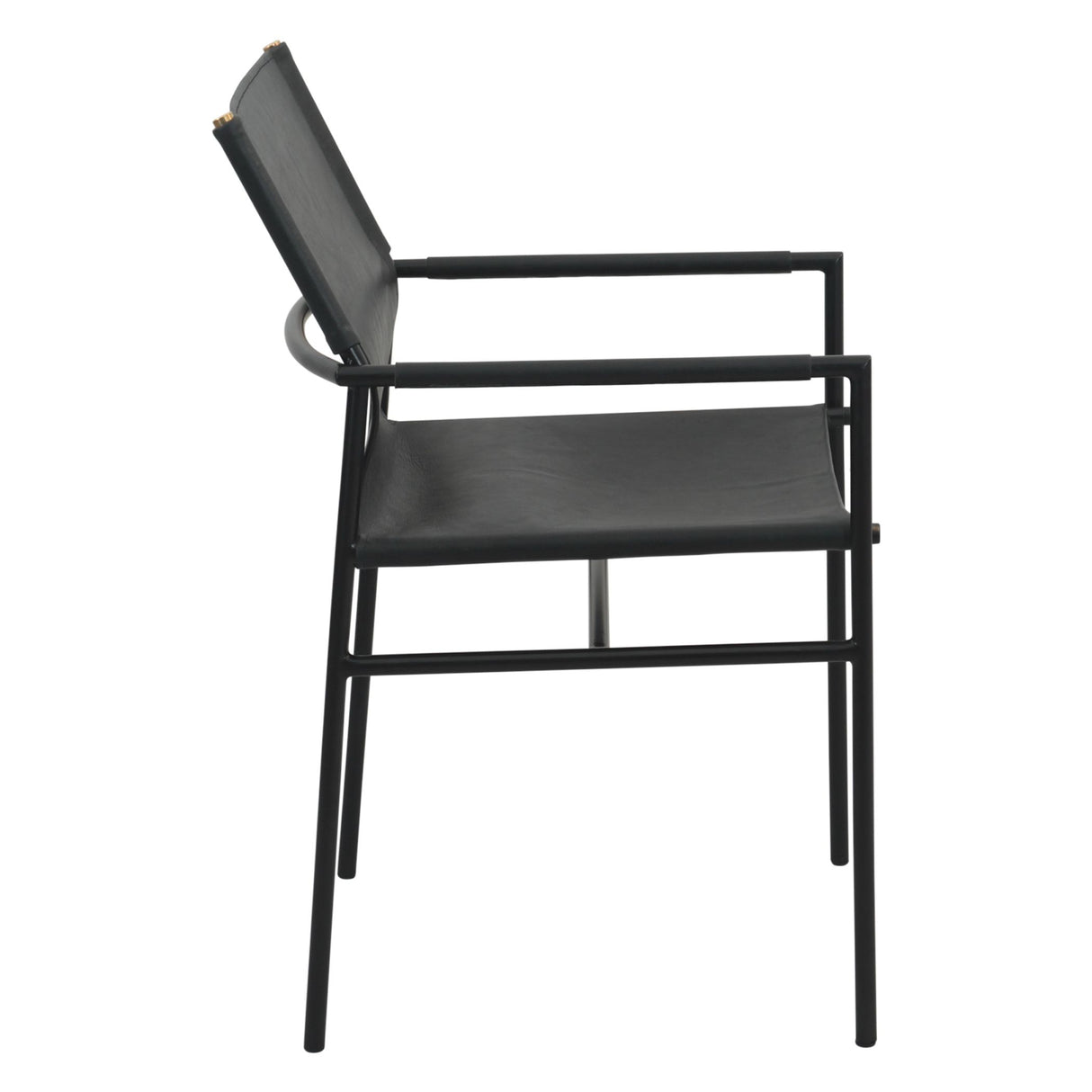Irvine 20" Dining Armchair in Black Leather and Iron from Home Trends & Design - Luna Furniture