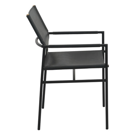 Irvine 20" Dining Armchair in Black Leather and Iron from Home Trends & Design - Luna Furniture