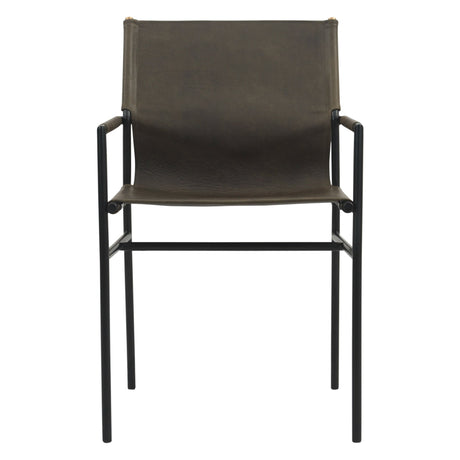 Irvine 20" Dining Armchair Olive Green Leather and Iron from Home Trends & Design - Luna Furniture