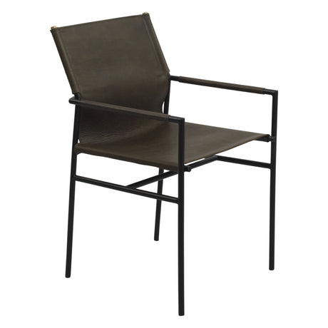 Irvine 20" Dining Armchair Olive Green Leather and Iron from Home Trends & Design - Luna Furniture