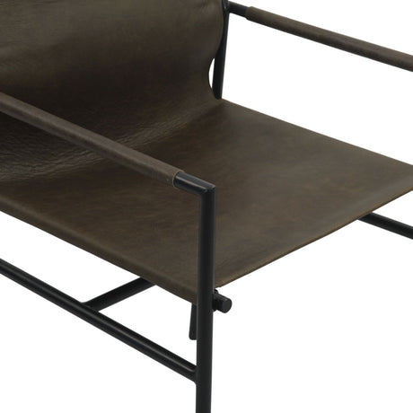 Irvine 20" Dining Armchair Olive Green Leather and Iron from Home Trends & Design - Luna Furniture