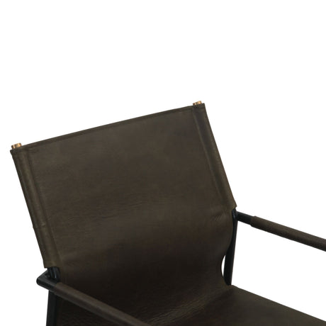 Irvine 20" Dining Armchair Olive Green Leather and Iron from Home Trends & Design - Luna Furniture