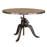 Industrial Teak 48" Adjustable Round Dining Table Oiled Teak from Home Trends & Design - Luna Furniture