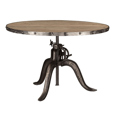 Industrial Teak 48" Adjustable Round Dining Table Oiled Teak from Home Trends & Design - Luna Furniture