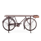 Industrial Teak 71" Bicycle Console Table in Walnut from Home Trends & Design - Luna Furniture