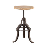 Industrial Teak 16" Adjustable Stool in Oiled Teak Reclaimed Wood from Home Trends & Design - Luna Furniture