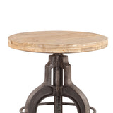 Industrial Teak 16" Adjustable Stool in Oiled Teak Reclaimed Wood from Home Trends & Design - Luna Furniture
