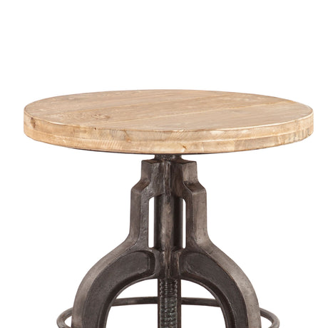 Industrial Teak 16" Adjustable Stool in Oiled Teak Reclaimed Wood from Home Trends & Design - Luna Furniture