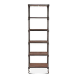 Industrial Teak 80" Wheeled Bookshelf in Natural Reclaimed Wood from Home Trends & Design - Luna Furniture